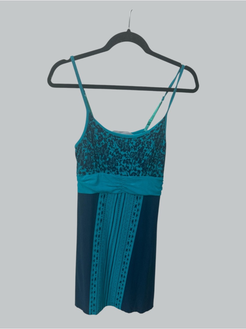 Athleta Camy Teal & Navy Spaghetti Strap Dress size Med EUC